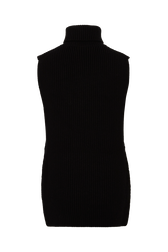 Sleeveless Turtleneck Jumper With Side Slits Black back view