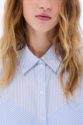 Chemise crop en coton à manches longues fines rayures Raye blanc / bleu vue de détail 2