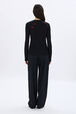 Long-sleeved jersey top Black back worn view
