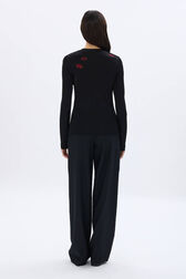 Long-sleeved jersey top Black back worn view