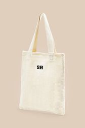 Women Heart Print Crochet Bag Ecru details view 2