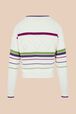 Women Multicolor Striped Openwork Sweater Ecru back view