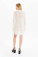 Robe courte rayures ajourées femme Raye ecru/blanc vue portée de dos