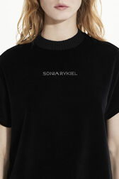Women Velvet T-shirt Black details view 4