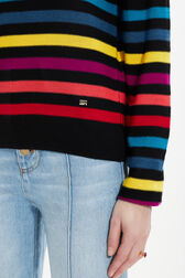 Women Striped Long sleeve Poorboy Sweater Multico striped details view 2