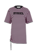 Striped short-sleeved crew-neck dress Pink/black front view