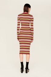 Women Multicolor Striped Maxi Dress Multico emerald striped back worn view