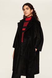 Manteau long velours femme Noir vue de détail 3