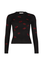 Top manches longues en jersey Noir vue de face