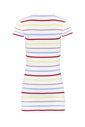 Women Picot Multicolor Striped Short Dress Multico white striped back view