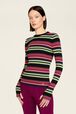Women Multicolor Striped Sweater Multico black striped details view 1