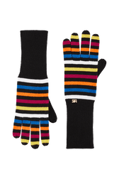 Women Multicolor Striped Gloves Multico iconic striped front view