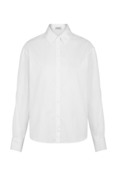 Chemise en coton à manches longues Blanc vue de face