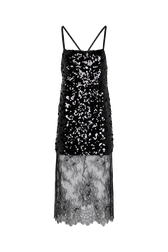 Robe nuisette à bretelles à sequins Noir vue de face