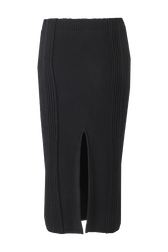 Jupe crayon longue côtelée femme Noir vue de dos