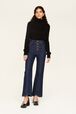 Jean flare taille haute femme Noir vue portée de face