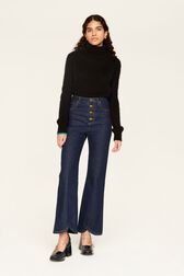 Jean flare taille haute femme Noir vue portée de face