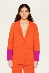 Women Two-Tone Suit Orange front worn view