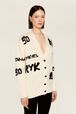 Cardigan grunge laine logo Sonia Rykiel femme Ecru vue de détail 1