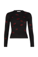 Long-sleeved jersey top Black front view