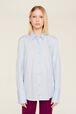 Women Poplin Shirt Baby blue front worn view