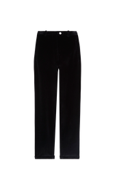 Velvet cigarette trousers Black front view