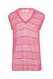 Women Striped Openwork Lace Tank Top Pink front view