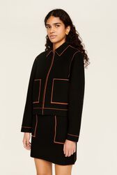 Veste double face laine femme Noir vue de détail 1