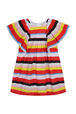 French Embroidery Striped Girl Dress Multico front view