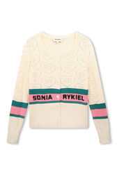 Cardigan motifs ajourés Ivoire vue de face