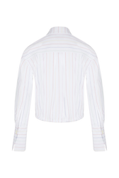 Bomber canvas de coton rayé multicolore femme Blanc vue de dos