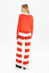 Women Flower 3D Merino Wool Jumper Coral back worn view