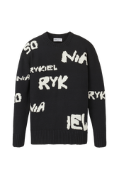 Women Sonia Rykiel logo Wool Grunge Sweater Black front view