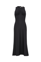 Mid-length jersey dress Black front view