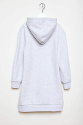 Robe à capuche fille molleton Gris vue de dos