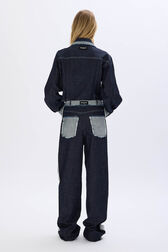 Pantalon en jean taille haute Bleu vue portée de dos