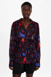 Women Cherry Print Viscose Shirt Black details view 1