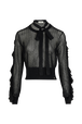 Blouse col lavalière à manches longues Noir vue de face