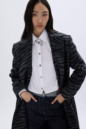 Long coat in wool blend Tiger grey details view 2