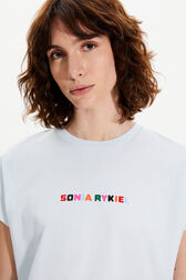 T-shirt coton multicolore signature femme Baby blue vue de détail 2