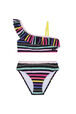 Striped Girl Two Pieces Swimsuit Multico front view
