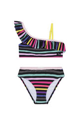Striped Girl Two Pieces Swimsuit Multico front view