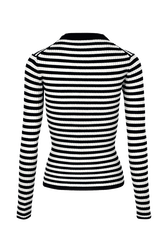 Women Multicoloured Striped Rib Sock Knit Sweater Black/white back view