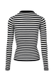 Women Multicoloured Striped Rib Sock Knit Sweater Black/white back view
