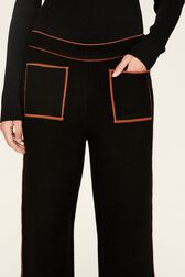 Women Wool Double Face Pants Black details view 1