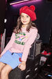 Long-Sleeved Oversized Printed Girl T-shirt Pink front worn view