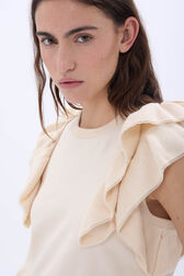 Short-sleeved sweater with ruffles Vanilla details view 1