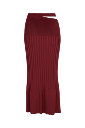 Elasticated High-Waisted Skirt Claret back view