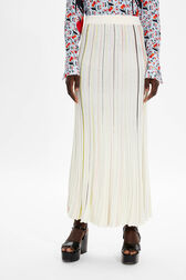 Women Multicolor Striped Long Pleated Skirt Ecru details view 1