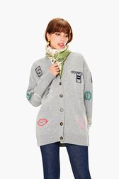 SR Iconic Symbols Cardigan Grey details view 1
